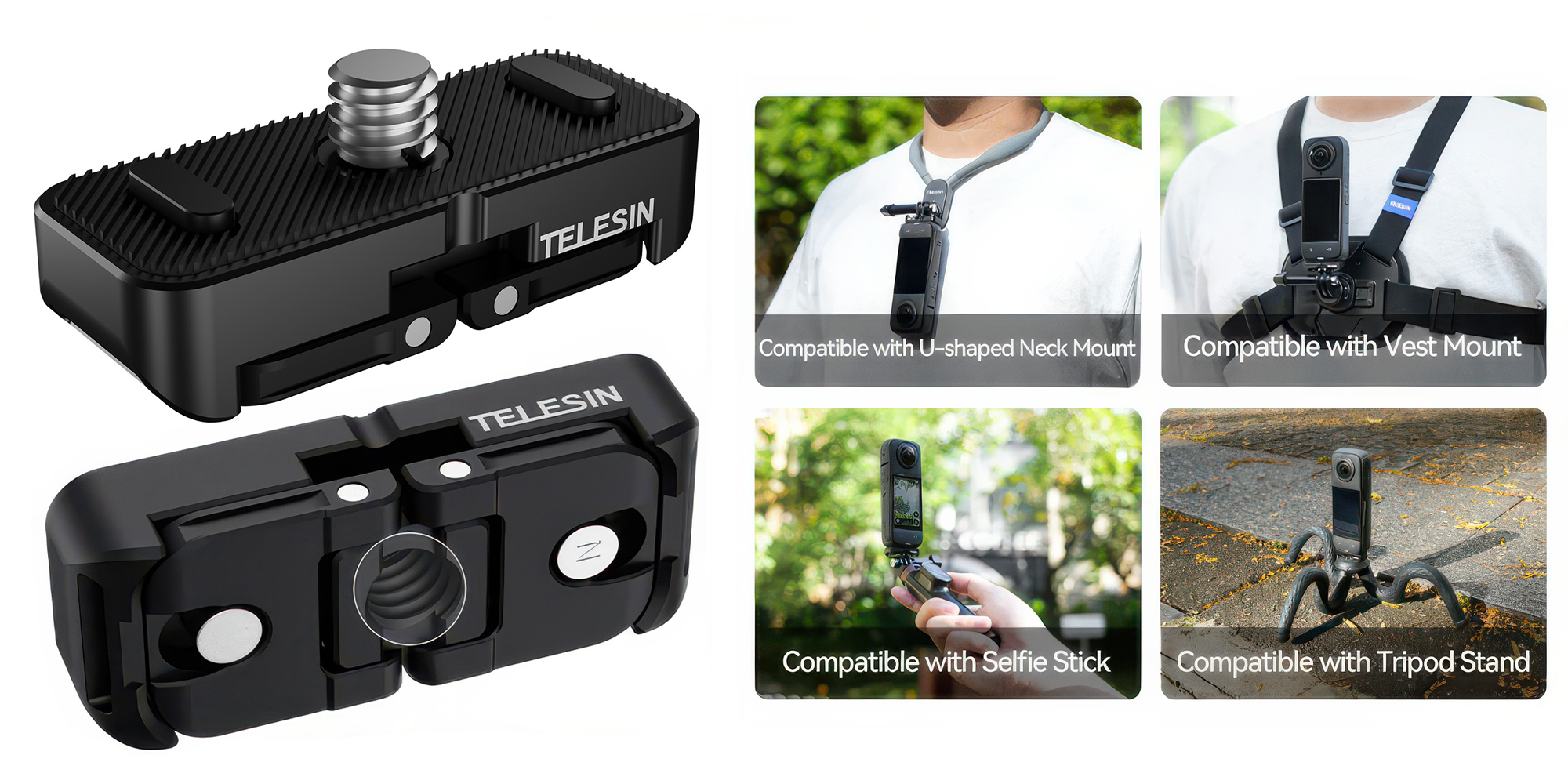 Adapter montażowy Telesin S7-JBK-05 do kamer Insta360 X4 na system GoPro